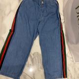 Gucci Bottoms | Gucci Girls Denim Size 10. Gucci Stripes On The Sides | Color: Blue | Size: 10g