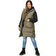 Womens Ladies Sleeveless Hooded Quilted Puffer Zip Gilet Drawstring Waistcoat Padded Vest Jacket Winter Parka Coat Long Bodywarmer Khaki UK Size XL-14