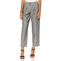 Armani Exchange Women's Pleated, Metallic Button, Relaxed Leg Suit Pants, Herringbone, S