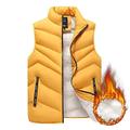 ASDFY Mens Body Warmers,Men'S Sleeveless Vest With Stand-Up Collar,Quilted Vest Jacket Outdoor Vest Yellow Casual Fashion Men Jacket Windproof Zippers Bodywarmer For Men Teens,Xl