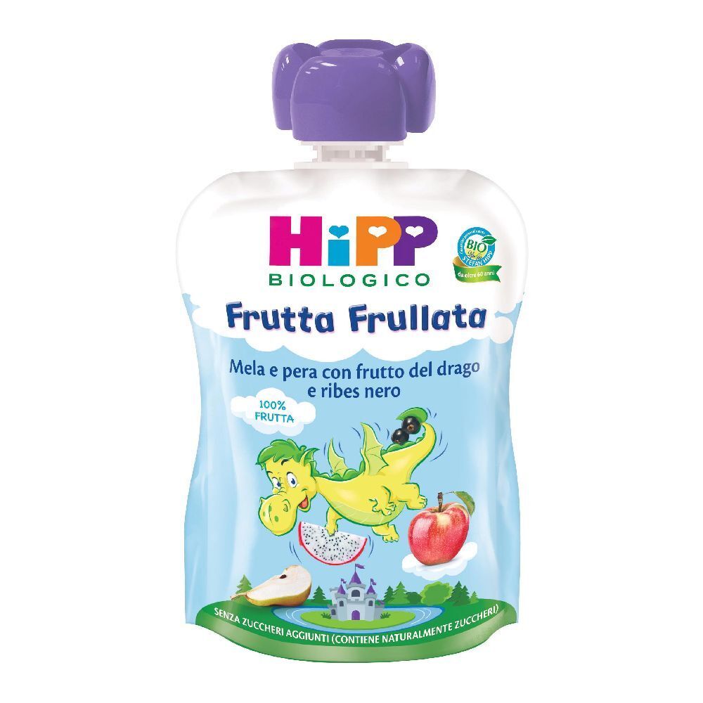 HiPP Biologico Frutta Frullata Pera e mela Frutto del Drago Ribes nero