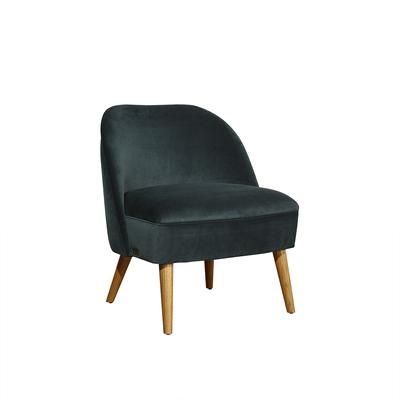 Fauteuil crapaud en velours bleu paon