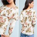 Anthropologie Sweaters | Anthropologie Harlyn Floral Ruffle Pullover Sweater || Xs | Color: Cream/Pink | Size: Xs