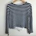 Anthropologie Tops | Kinly Womens Striped Lace Back Long Sleeve Blouse Dark Blue White Size Small S | Color: Black/White | Size: S