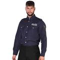 Boland - Polizei-Shirt, für Herren, Polizist, Langarm Hemd mit Stickereien, Officer, Kommissar, Uniform, Kostüm, Karneval, Mottoparty