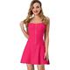 Allegra K Women's Christmas Costume Strapless Exposed Zipper Front Tube Mini Party A-Line Dress Hot Pink 20