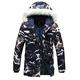 Loeay Mens Casual Jacket Plus Size Winter Thick Camouflage Jacket Men's Parka Coat Male Hooded Parkas Jacket Military Army Coat Navy Camo M