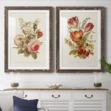 Red Barrel Studio® Antique Floral Bouquet III - 2 Piece Picture Frame Print Set Plastic in Indigo/Pink/Red | 21.75 H x 34 W x 1.5 D in | Wayfair