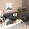 Gray Sectional - Latitude Run® Logan 77" Wide Reversible Sofa & Chaise Polyester | 34.45 H x 77 W x 58.68 D in | Wayfair
