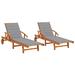 vidaXL Sun Loungers 2 pcs with Cushions Solid Acacia Wood - 78.3" x 26.4" x 11.8"