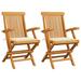 vidaXL Patio Chairs with Cream Cushions 2 pcs Solid Teak Wood - 21.7" x 23.6" x 35"