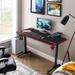 BOSSIN Ergonomic Gaming Desk T-Shaped Office PC Computer Desk with Full Desk Mouse Pad, Handle Rack, Cup Holder Headphone Hook