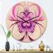 Designart 'Purple Fractal Flower Pattern' Modern Wood Wall Clock