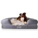 PupLounge Memory Foam Bolster Dog Bed & Topper, 50" L X 40" W, XX-Large, White / Brown