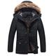 RYTEJFES Men's Winter Parka Lined Long Winter Jacket with Fur Black Fleece Jacket Winter Quilted Jacket Warm Transition Jacket Long Sleeve Winter Coat with Hood Large Sizes Hooded Jacket, black, XXXXL