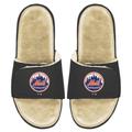 Men's ISlide Black/Tan New York Mets Faux Fur Slide Sandals