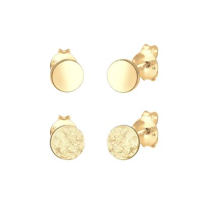 Elli Ohrstecker Matt Glänzend Rund 2er Set 925 Silber goldfarben Damen Image