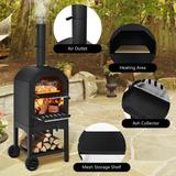 Costway Outdoor Pizza Oven Wood Fire Pizza Maker Grill w/ Pizza Stone - See Details