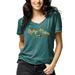 Women's League Collegiate Wear Heathered Green George Mason Patriots Loose Fit V-Neck T-Shirt