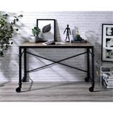 Writing Desk & Table in Rustic Oak & Black Finish With Caster