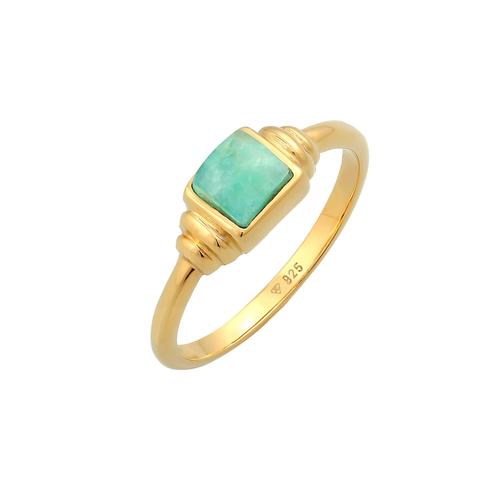 Elli PREMIUM – Elli PREMIUM Ring Amazonit Edelstein Quadrat Vintage 925 Silber Ringe Damen