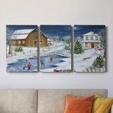 The Holiday Aisle® Winter Wonderland- Premium Gallery Wrapped Canvas - Ready To Hang Canvas, in Black/Blue/Green | 12 H x 24 W x 1 D in | Wayfair