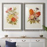 Lark Manor™ Antique Floral Bouquet I - 2 Piece Picture Frame Print Set Paper in Indigo/Pink/Red | 37.5 H x 55 W x 1.5 D in | Wayfair