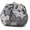 Kiss Lock Purses with Vintage clasp closure crossbody bag (Retro Flower Black) Shoulder bag for women Japanese kimono pattern