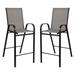 2 Pack Brazos Series Gray Stackable Outdoor Barstools with Flex Comfort Material and Metal Frame [2-JJ-092H-GR-GG] - Flash Furniture 2-JJ-092H-GR-GG