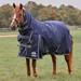 SmartPak Ultimate Pony Combo Neck Turnout Blanket - 63 - Medium (220g) - Navy w/ Charcoal & Grey Trim & White Piping - Smartpak