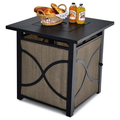 Costway 25 Inch 40000 BTU Propane Fire Pit Table with Lid and Fire Glass