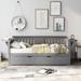 Twin Size Daybed with Trundle Bed,Slat Support,Bed Fence,Sofa Bed