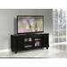 Transitional Style Rectangular TV Stand with 2 Glass Doors & 2 Wooden Doors (Black)