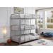 Cairo Twin over Twin over Twin Metal Bunk Bed with Guardrails and Ladder - Triple Twin Bunk Bed in Silver