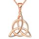 JO WISDOM Women Necklace,925 Sterling Silver Irish Triquetra Celtic Knot Pendant Necklace with Rose Gold Plated