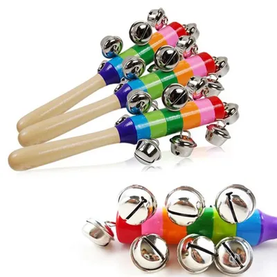 Bâton de cloche à main arc-en-ciel coloré jouet musical PerSCH en bois jeu de fête KTV pour