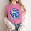 T-shirt à col rond en néon pour filles nouveau Design doux en tissu dessins animés le dernier