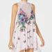Free People Dresses | Free People Marsha Printed Lace Mock Neck Shift Ecru Combo Dress Small | Color: White/Silver | Size: S