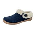 Clarks Womens Suede Leather Slipper with Gore and Bungee JMH2213 - Warm Plush Faux Fur Lining - Indoor Outdoor House Slippers For Women, Navy, 5.5 UK