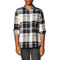 Dickies Women's Long-Sleeve Flannel Shirt Work Utility Button, Black White Plaid, Small