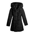 shelikes Women's Winter Warm Coat Faux Fur Hooded Belted Puffa Long Jacket Parka Coats