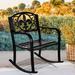 Bloomsbury Market Outdoor Akshara Rocking Metal Chair Metal in Black | 33 H x 23.5 W x 29 D in | Wayfair 78C49E80A7BE401D9B8EEA9C6A8D4731