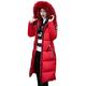 Women Quilted Winter Long Down Coat TUDUZ Puffer Fur Collar Hooded Parka Overcoat Slim Thick Cotton-Padded Outerwear Jackets(YE Red,XL)