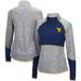 Women's Colosseum Heathered Gray/Navy West Virginia Mountaineers Color Block Space-Dye Raglan Quarter-Zip Top