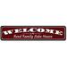 Lizton Sign Shop, Inc Welcome To The Family Name Lake House Aluminum Sign Metal in Gray/Red/White | 6 H x 24 W x 0.06 D in | Wayfair 1114-A624