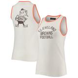 Women's Junk Food White/Orange Cleveland Browns Brownie The Elf Throwback Pop Binding Scoop Neck Tank Top