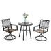 MFSTUDIO 3-Piece Patio Dining Set with 2 x Textilene Metal Swivel Chairs and 1 x Round Wrought Iron Table