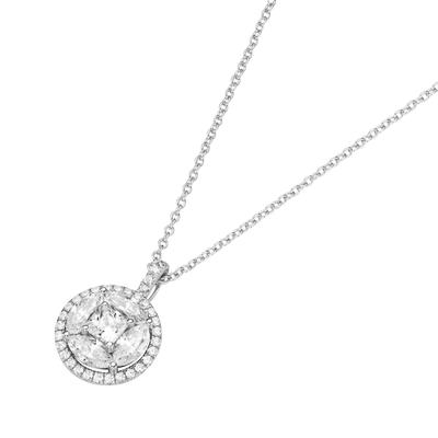 Giorgio Martello Milano - Kette Anhänger rund mit weißen Zirkonia Steinen, Silber 925 Ketten 1 ct Weiss Damen