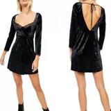 Free People Dresses | Free People Nwt Kat Velvet Mini Dress Size Xs Black | Color: Black | Size: Xs