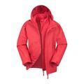 Mountain Warehouse Bracken Extreme Kids 3 in 1 Jackets - Waterproof Boys & Girls Rain Jacket, Breathable, Taped Seams, Mesh Lined Kids Coat - for Winter Travelling Red 7-8 Years